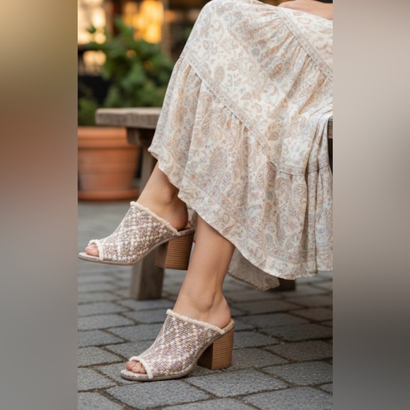 Londonrag womens sandals size 10 maya mules stacked heels peep toe 8 - Picture 1 of 7